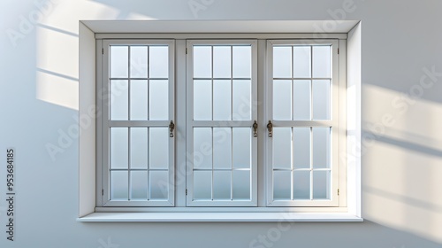 A window with three panes of glass and a white frame 