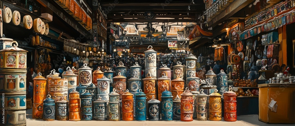 Tibetan Prayer Wheel Market Stall Buddhism Religion Spiritual Symbol Tibetan Prayer Wheel Market Stall Buddhism Religion Spiritual Symbol