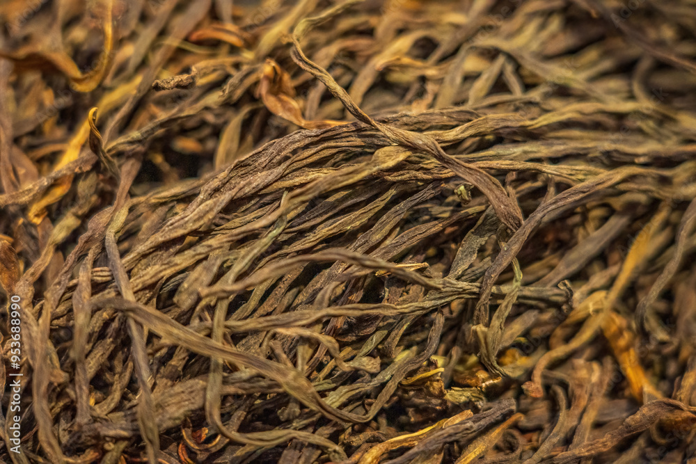 Organic Loose Black Tea Leaves Texture Background