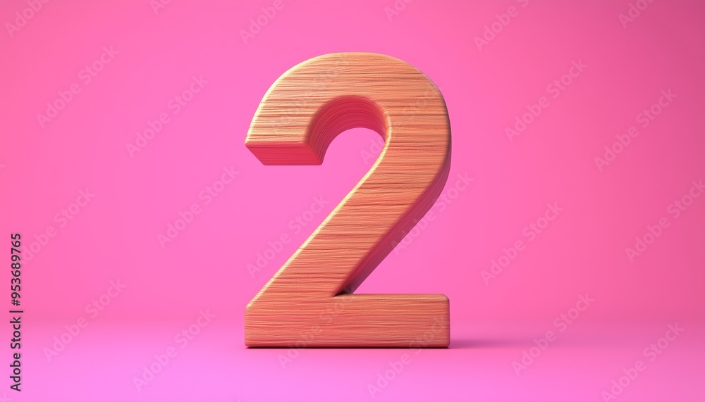 Shape number 2 made from pieces wooden textured in pastel background Shape number 2 made from pieces wooden textured in pastel background