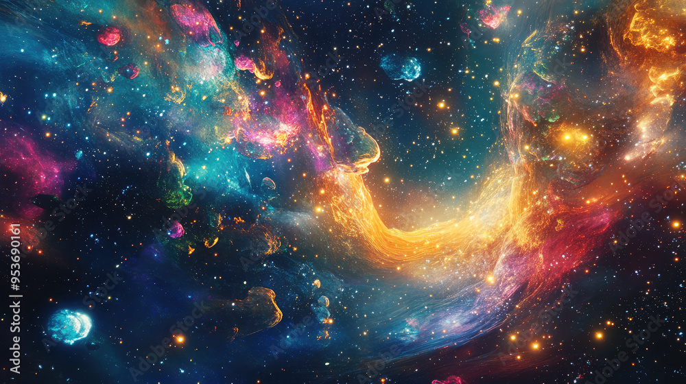 An awe-inspiring fantasy sky showcasing a dazzling array of glowing stars and vibrant, swirling galaxies. An awe-inspiring fantasy sky showcasing a dazzling array of glowing stars and vibrant, swirling galaxies.