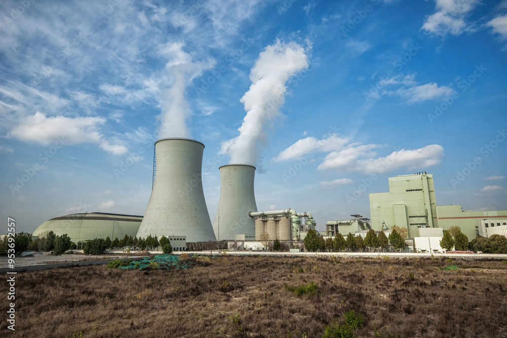Cumulus Clouds Over Industrial Facility and Barren Ground Cumulus Clouds Over Industrial Facility and Barren Ground