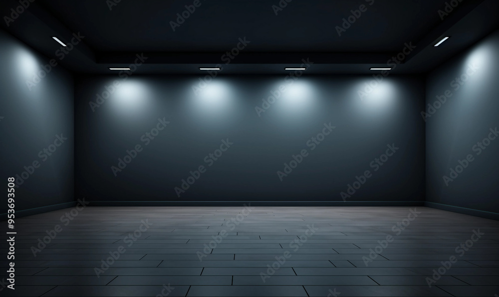 A Dark, Minimalistic Room with Futuristic Lighting and an Empty Interior A Dark, Minimalistic Room with Futuristic Lighting and an Empty Interior