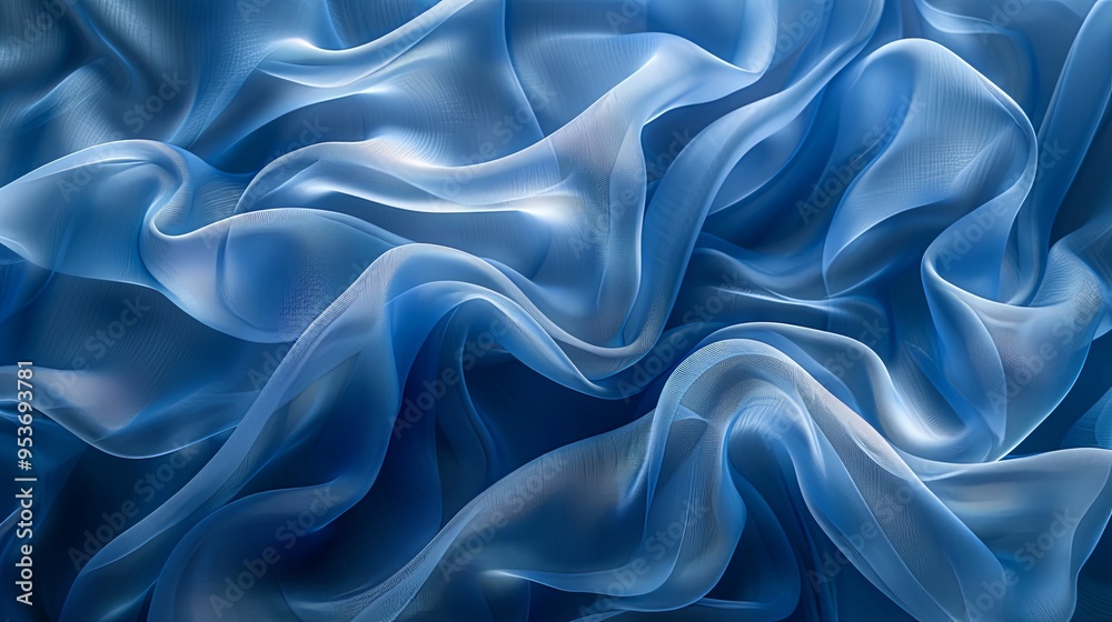 Obraz premium Floating blue fabric