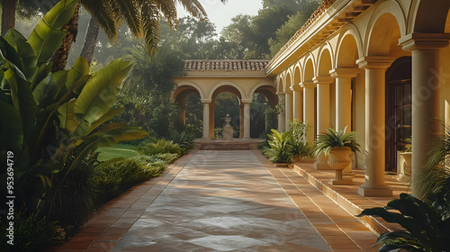 A stone path lined with col...