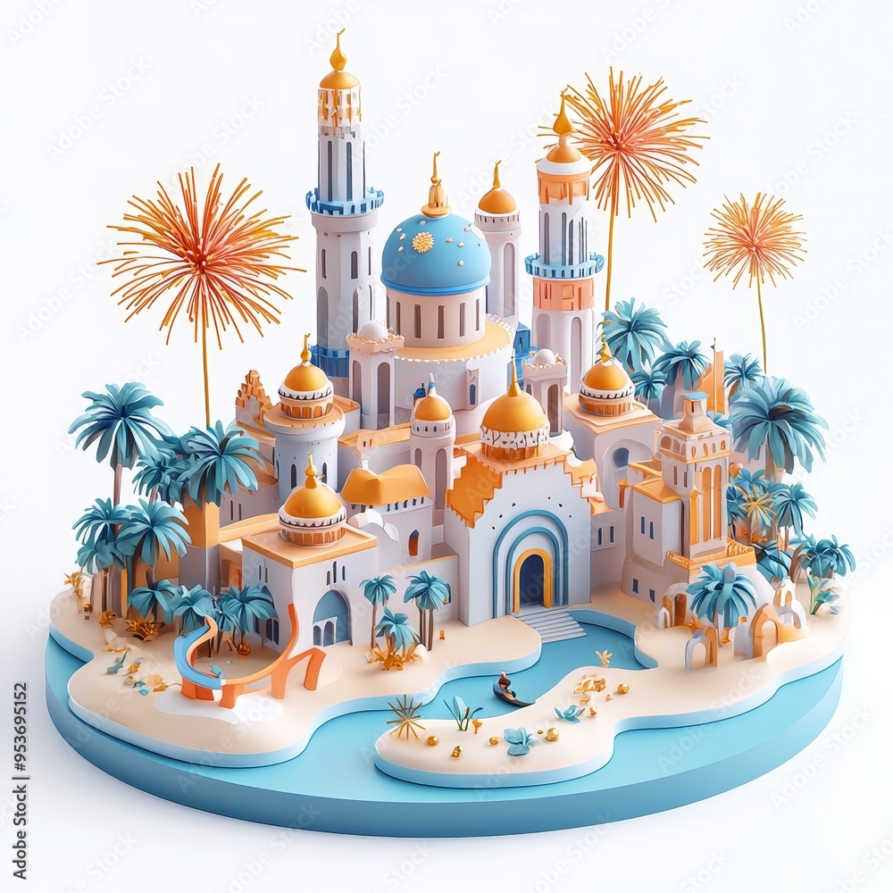 Naklejka premium Isometric Illustration of 3d Somalia with firework in new year icon