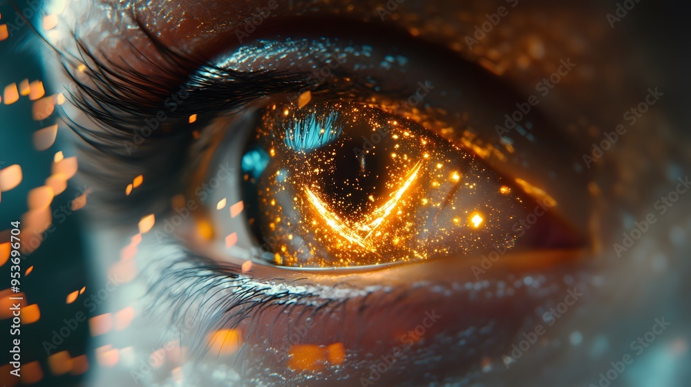 A close-up of an eye with glowing blue and orange lights, symbolizing the concept of AI in vision technology. A close-up of an eye with glowing blue and orange lights, symbolizing the concept of AI in vision technology.
