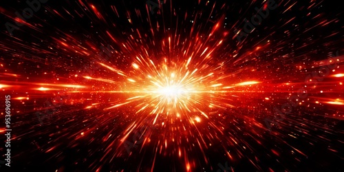 A bright red explosion with a white light in the middle