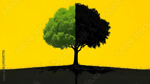 A tree with green leaves on...