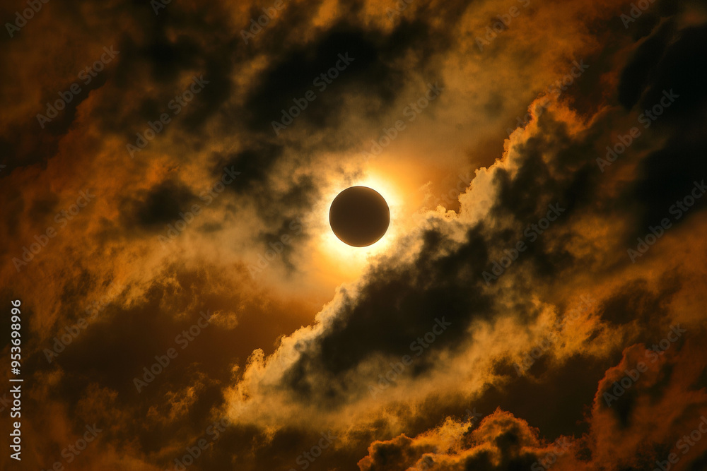 Totality during solar eclipse with cloudy sky. Totality during solar eclipse with cloudy sky.