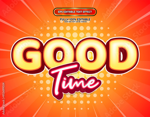 Good time cartoon fun yellow 3d text effect