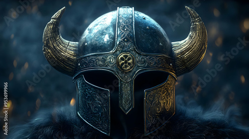A Viking helmet with horns,...