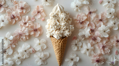 A waffle cone filled with w...