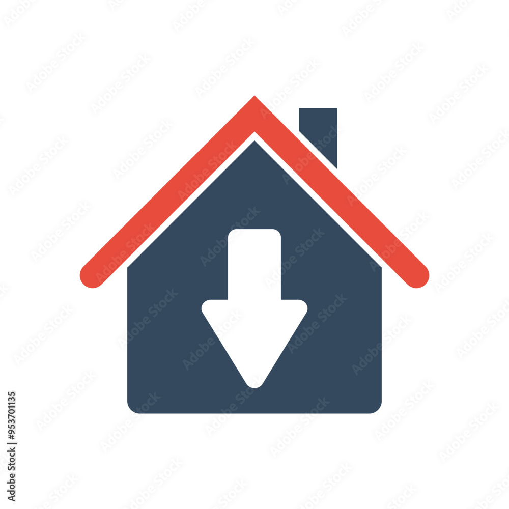 house with arrow down vector icon house with arrow down vector icon