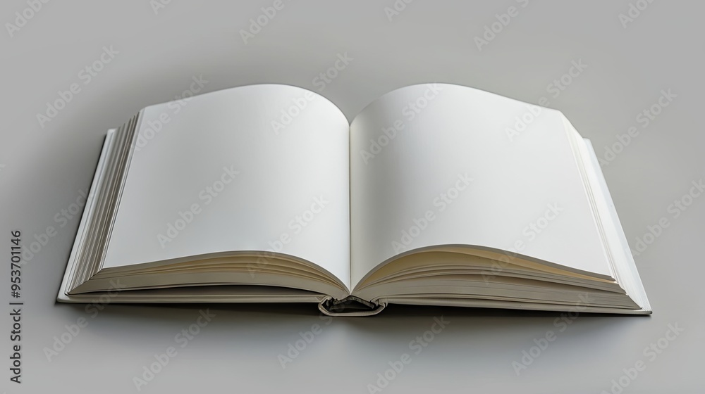 White notebook with turn page on grey background White notebook with turn page on grey background