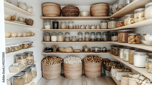 A well-stocked pantry with ...