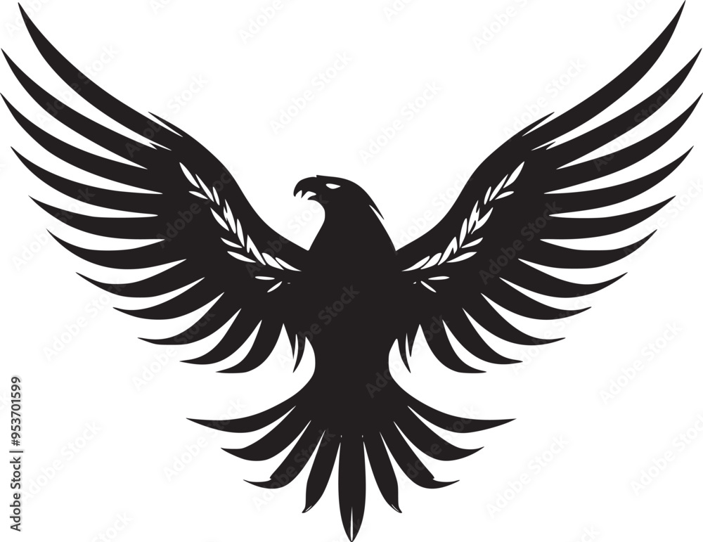 Obraz premium Soaring Eagle: A Powerful Vintage-Style Vector Illustration