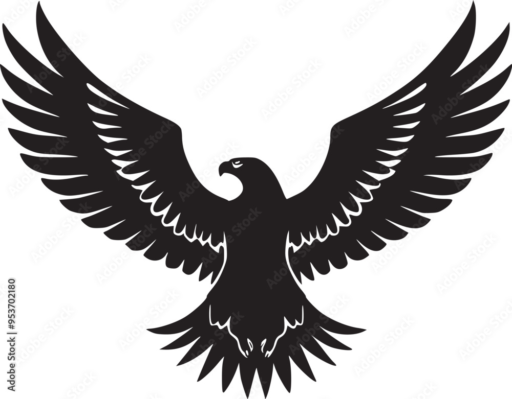 Obraz premium Soaring Eagle: A Powerful Vintage-Style Vector Illustration