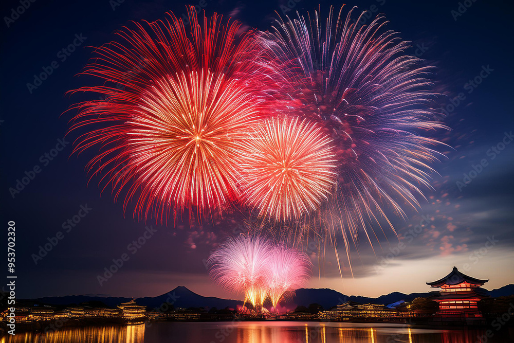 Fototapeta premium 夏の夜空を彩る花火