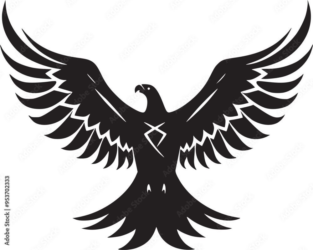 Obraz premium Soaring Eagle: A Powerful Vintage-Style Vector Illustration