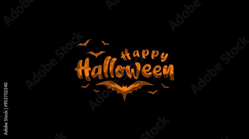 Happy Halloween Text Animation. lettering text in orange color with alpha or transparent background, for banner, social media feed wallpaper stories.