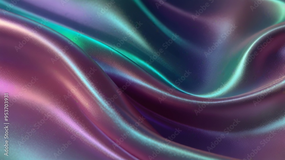 Obraz premium Iridescent holographic fabric flowing cloth background texture