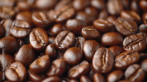 Roasted coffee beans on a background of fire. Coffee advertising.