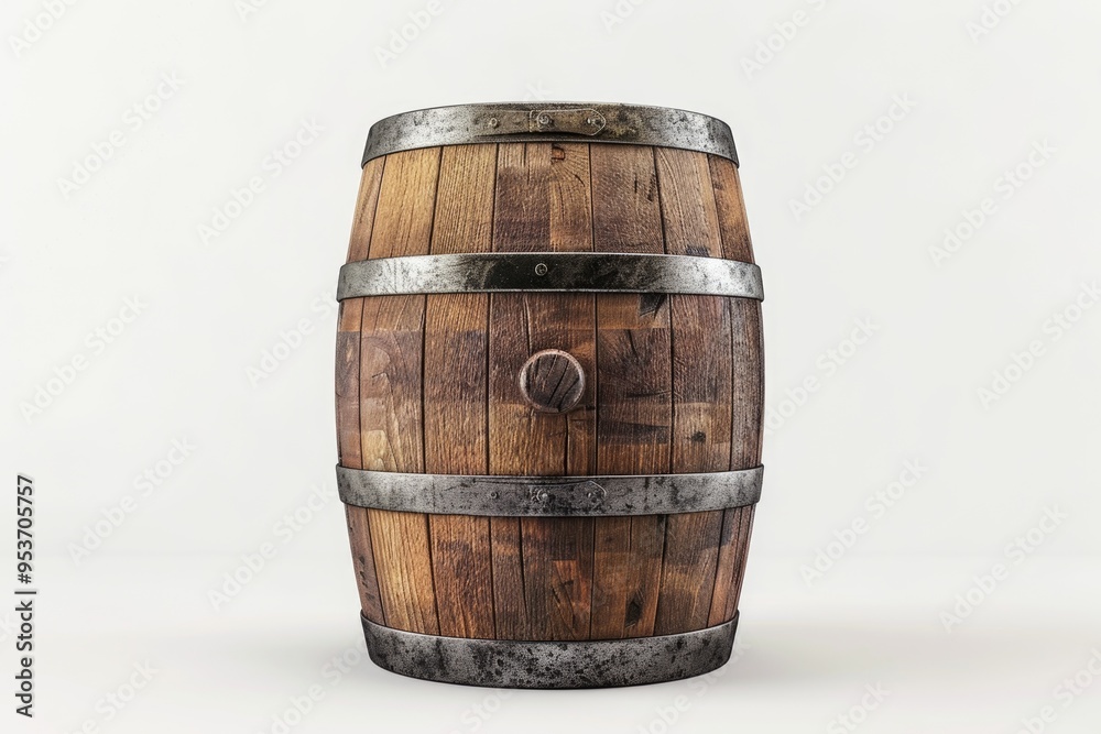 image of classic wood barrel on white background image of classic wood barrel on white background
