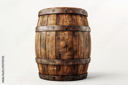 image of classic wood barrel on white background