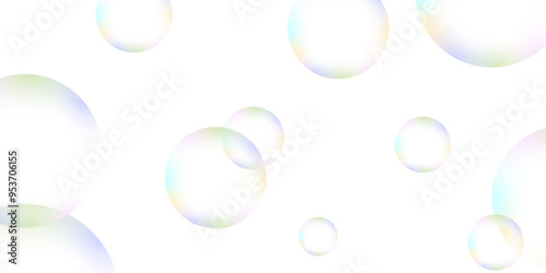 Beautiful circles colorful soap bubbles texture background. Design soap bubbles on a white background. Vector circles template design. white background texture, Xmas, backdrop, lights, wallpaper