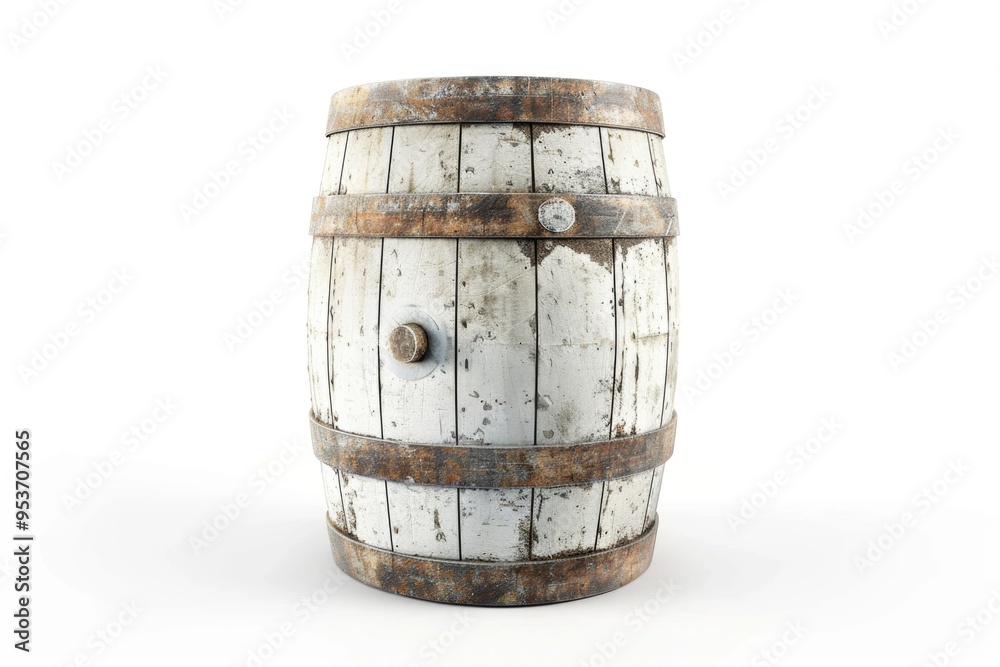 Fototapeta premium White metal barrel isolated on white