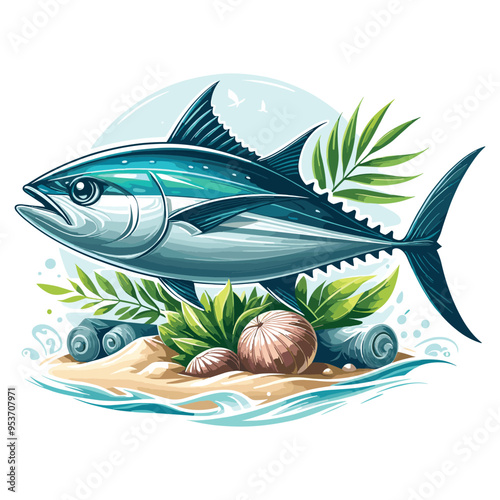 Cute Tuna fish Vector Cartoon illustration