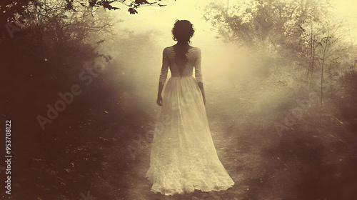 A woman in a white dress wa...