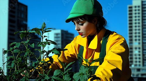 A woman in a yellow jumpsui...