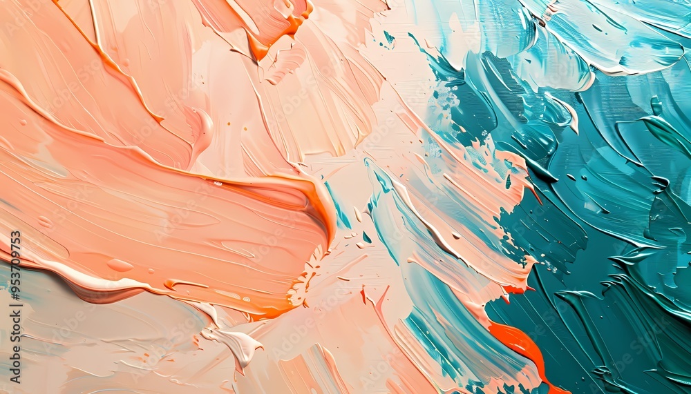 Abstract Painting with Pink, Green, and White Strokes. Abstract Painting with Pink, Green, and White Strokes.
