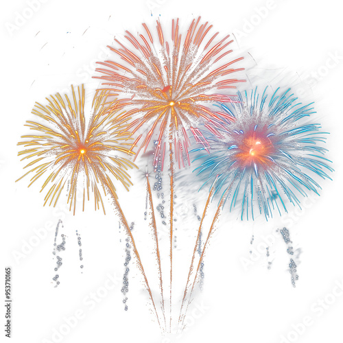 festive fireworks on an isolated transparent background. Fireworks png, .