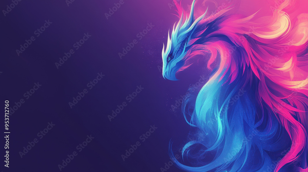 A vibrant abstract depiction of a dragon phoenix with blue and pink glowing feathers against a dark background, symbolising rebirth and power, with a dynamic and mystical visual appeal. A vibrant abstract depiction of a dragon phoenix with blue and pink glowing feathers against a dark background, symbolising rebirth and power, with a dynamic and mystical visual appeal.