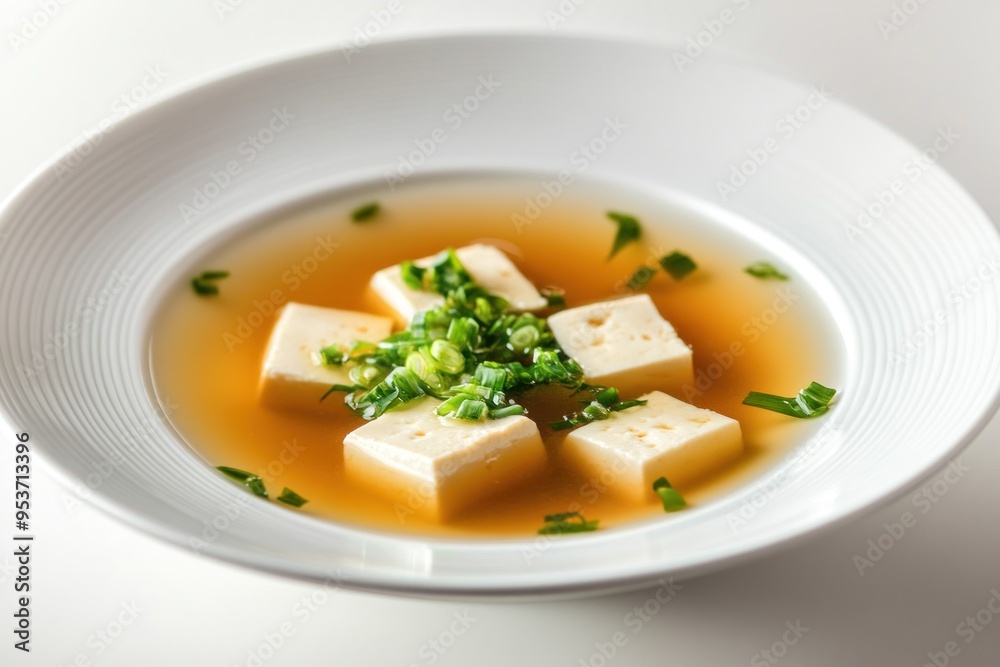 Delicious Tofu Soup with Green Onion Garnish Delicious Tofu Soup with Green Onion Garnish