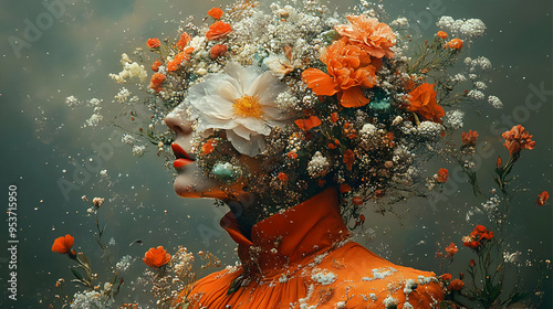 A woman's face is covered w...
