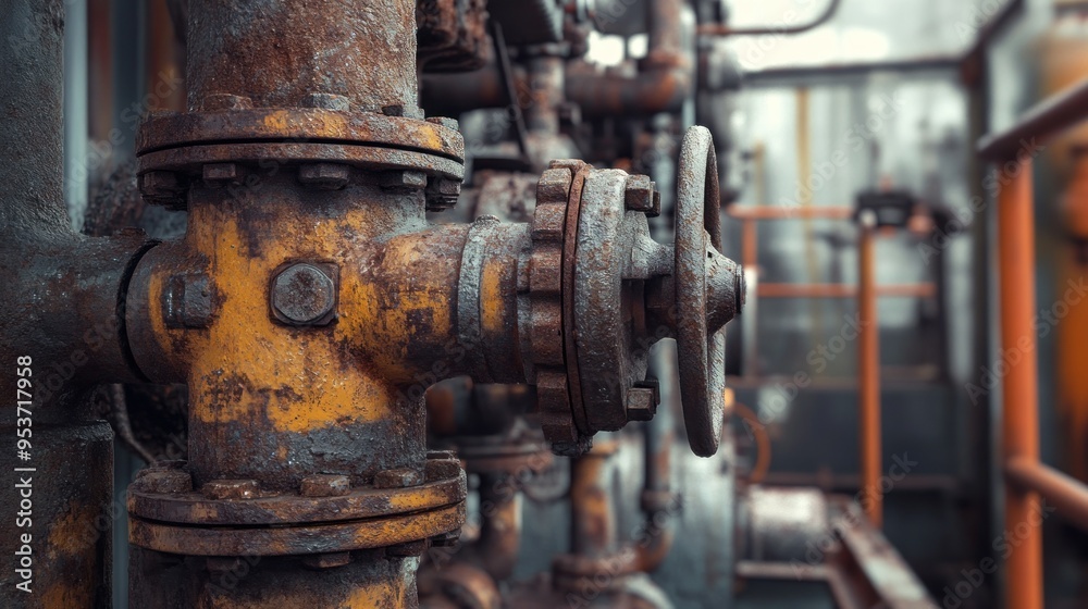 Close-up of Rusted Industrial Valve and Pipes Close-up of Rusted Industrial Valve and Pipes