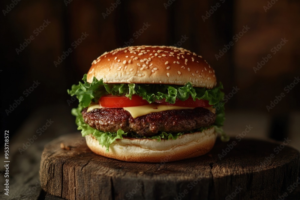 Close-up of a Juicy Cheeseburger Close-up of a Juicy Cheeseburger