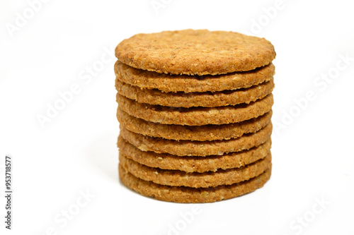 Pile stack of Maria biscuits isolated on a white background