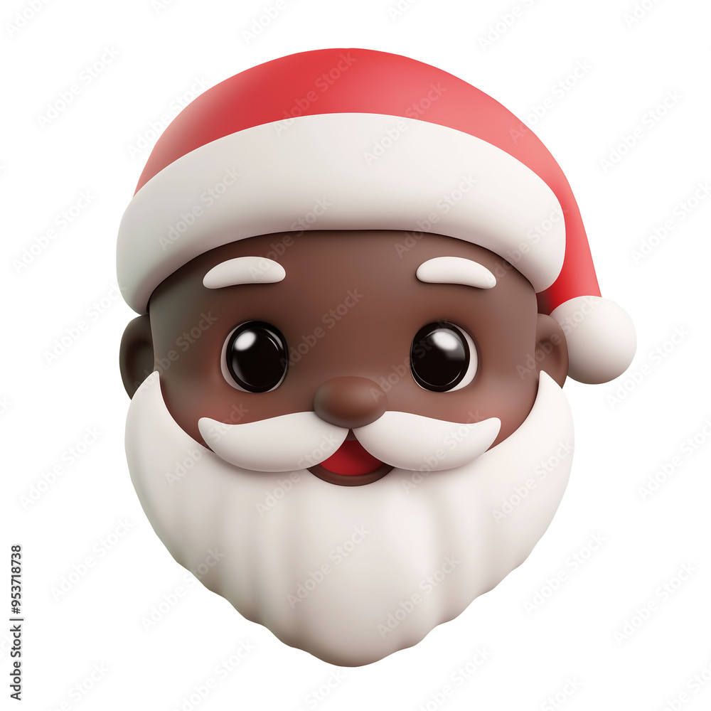 A cute African American Santa Claus emoji isolated on transparent background. A cute African American Santa Claus emoji isolated on transparent background.