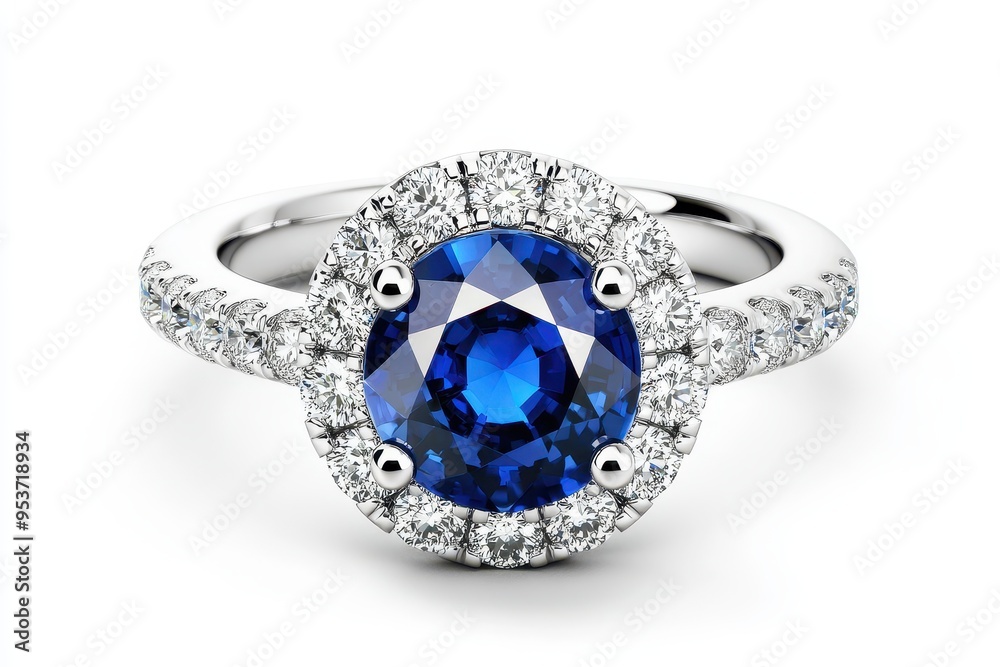 A stunning sapphire ring with diamond accents, showcasing elegance and luxury. A stunning sapphire ring with diamond accents, showcasing elegance and luxury.