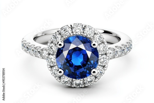 A stunning sapphire ring with diamond accents, showcasing elegance and luxury.