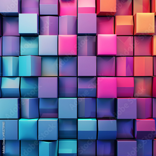 3D abstract background with extruding cubes design