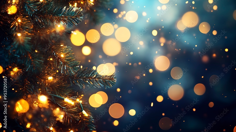Festive bokeh: dark blurred Christmas lights background with happy holiday party glow and warm flare Festive bokeh: dark blurred Christmas lights background with happy holiday party glow and warm flare