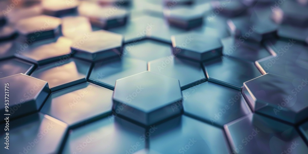 Modern geometric design of hexagonal shapes forming a grid pattern on surface. Modern geometric design of hexagonal shapes forming a grid pattern on surface.