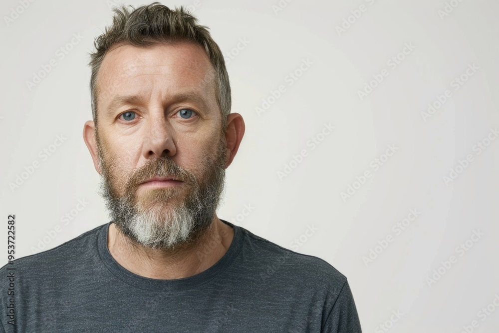 Fototapeta premium Portrait of pensive middle aged man against white background