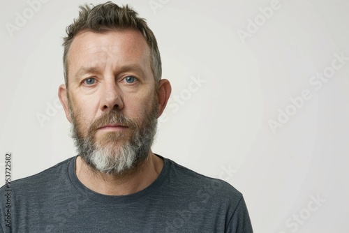 Portrait of pensive middle aged man against white background